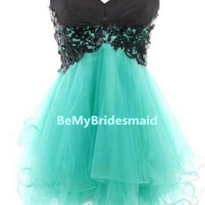 Cute lace ball gown sweetheart mini prom dress. pretty homecoming dresses, mint homecoming dresses