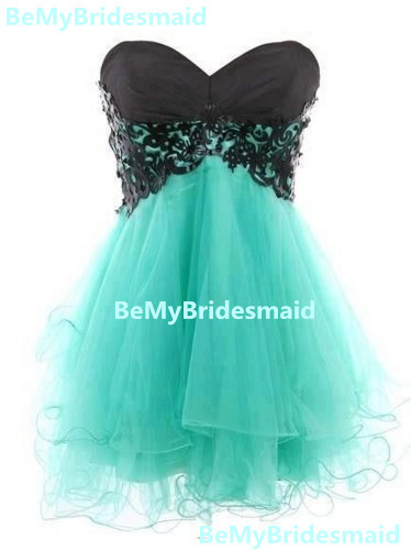 Cute Lace Ball Gown Sweetheart Mini Prom Dress. Pretty Homecoming Dresses, Mint Homecoming Dresses