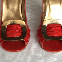 ROGER VIVIER "Spuntata Gigi" Red Patent Italian Leather Peep Toe Pump - Thumbnail 1