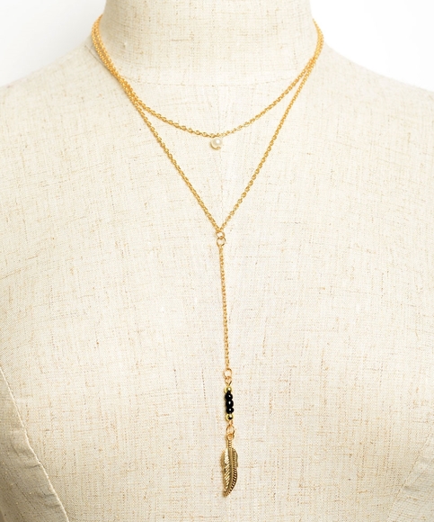 Feather Layered Necklace - Assorted Colors