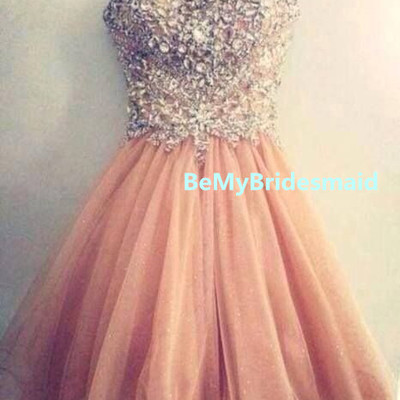 Cute tulle spark light pink sweetheart short prom dress 2016,  homecoming dresses