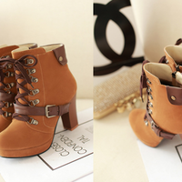 Fashion women high-heeled martin boots - Thumbnail 1