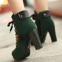 Fashion women high-heeled martin boots - Thumbnail 4