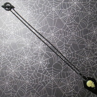 Small Black Coffin Necklace with Off-White and Black Skull Cameo - Thumbnail 2
