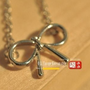 Chic Girl Silver Plated Bow Knot Pendant Necklace - Thumbnail 1