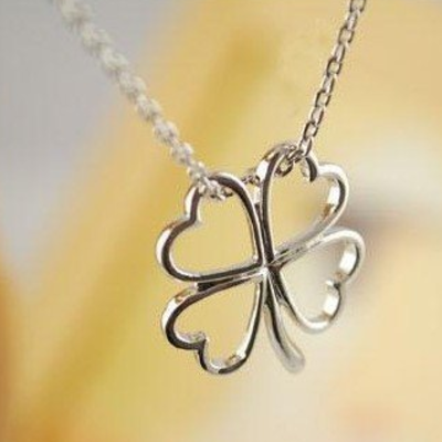 Silver four leaf clover pendant necklace