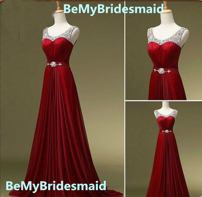 Beautiful Wine Red Long Prom Dress With Beadings, Prom Dresses 2016,Long Formal Dresses 2016