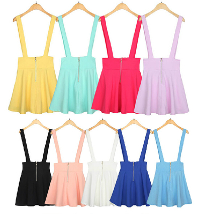 COLOR SUSPENDERD DRESS