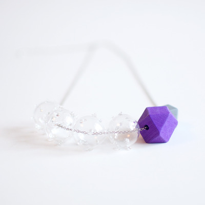 Glass purple wood necklace nl0976