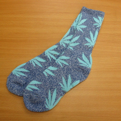 Harajuku weed marijuana crew socks blue heather/mint color - Thumbnail 3