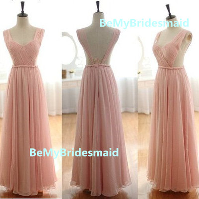 Charming handmade straps light pink long prom dresses 2016, pink bridesmaid dresses, evening dresses