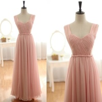 Charming Handmade Straps Light Pink Long Prom Dresses 2016, Pink Bridesmaid Dresses, Evening Dresses - Thumbnail 1
