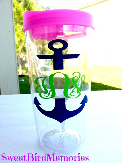 Anchor with initials vino2go cup