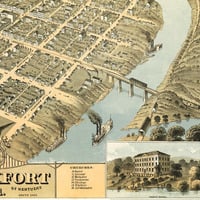 Frankfort, Kentucky in 1871 - Bird's Eye View Map, Aerial, Panorama, Vintage, Antique, Reproduction, Giclée, Fine Art, Wall Art, History - Thumbnail 3
