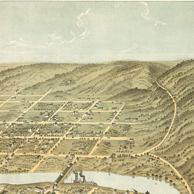 Frankfort, kentucky in 1871 - bird's eye view map, aerial, panorama, vintage, antique, reproduction, giclée, fine art, wall art, history