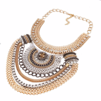  Funky Ethnic Tribal Colorful Multiple Chain Bib Choker  - Thumbnail 1