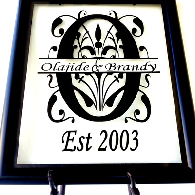 Split letter monogram floating frame 11x14