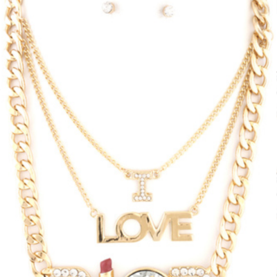 Studded 'dior' chunky chain link necklace set