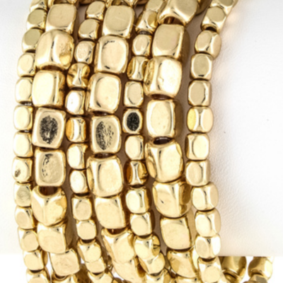 Seven layer beaded metal stretch bracelet