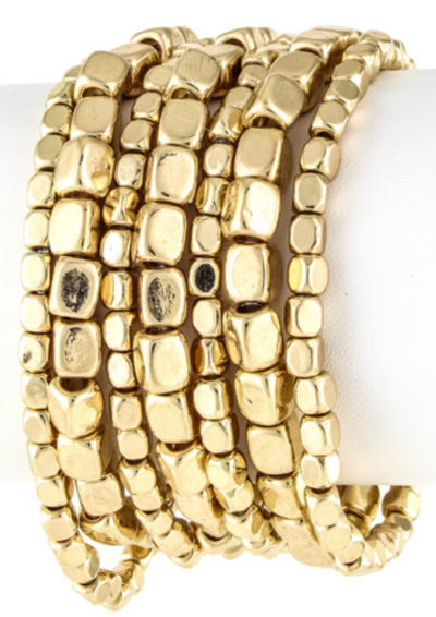 Seven Layer Beaded Metal Stretch Bracelet