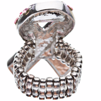 Pink Ribbon Breast Cancer Awareness Jewelry Crystal Rhinestone Stretch Ring  - Thumbnail 1