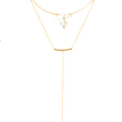 Triangle stone bar choker necklace