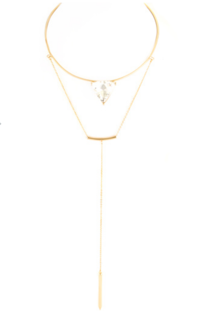 Triangle Stone Bar Choker Necklace