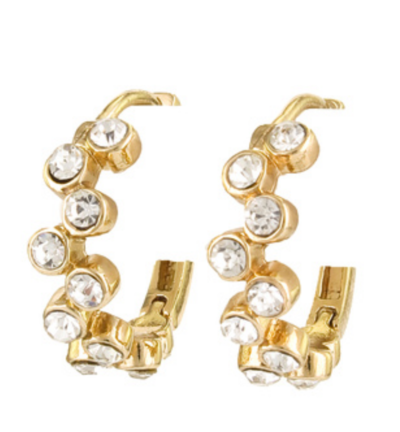 Pave Circle Huggie Earrings