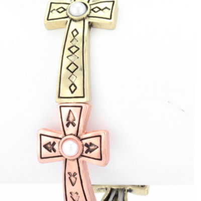 Metal cross stretch bracelet