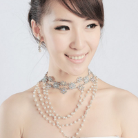 Crystal Chain Rhinestone Wedding Faux Pearl Shoulder/choker Necklace Hair Chain - Thumbnail 1