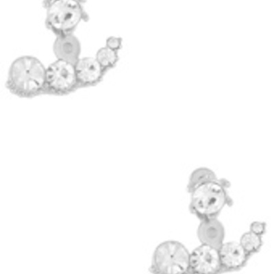 Glass stone ear jacket earrings