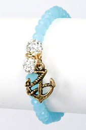  Crystal Ball Anchor Stretchable Bracelet