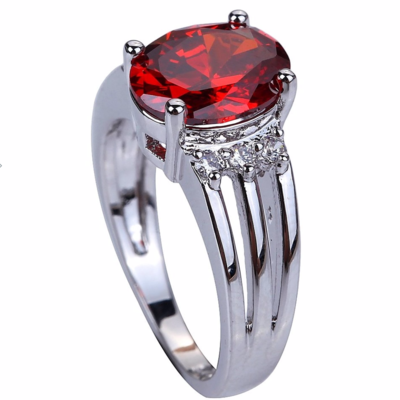 Charm silver plated crystal engagement statement ring