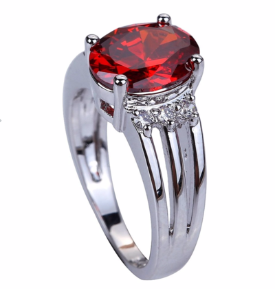 Charm Silver Plated Crystal Engagement Statement Ring