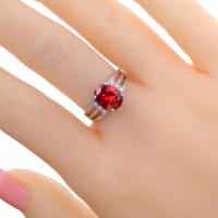 Charm Silver Plated Crystal Engagement Statement Ring - Thumbnail 2