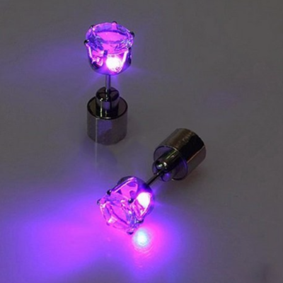  pair fashion cool shiny glowing led earrings studs light party