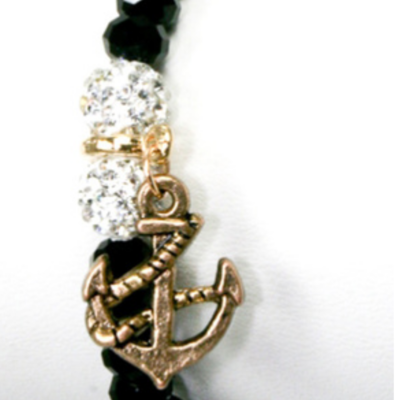 Crystal ball anchor stretchable bracelet