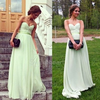 Long bridesmaid dress, mint bridesmaid dress, cheap bridesmaid dress, chiffon bridesmaid dress, sweetheart bridesmaid dress, e805 - Thumbnail 3