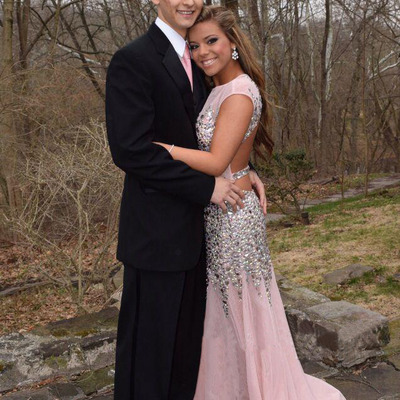 Long pink charming gorgeous backless prom dress, evening dress with rhinestones, e818 - Thumbnail 5