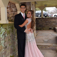 long pink charming gorgeous backless prom dress, evening dress with rhinestones, E818 - Thumbnail 1