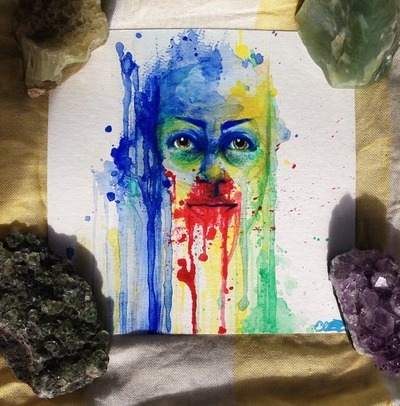 Mini watercolour portrait oo1