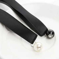 Pearl ribbon necklace (choker) - Thumbnail 2