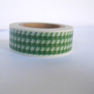 Green houndstooth washi