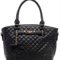 "Stephanie" Quilted Top Handle Satchel - Thumbnail 3