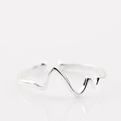 Heartbeat silver ring