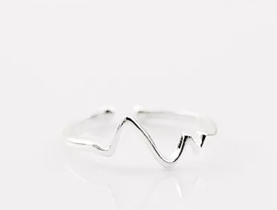 Heartbeat silver ring