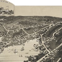 Boothbay Harbor, Maine in 1885 - Bird's Eye View Map, Aerial, Panorama, Vintage, Antique, Reproduction, Giclée, Fine Art, Wall Art, History - Thumbnail 4