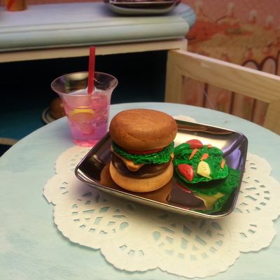 Burger and side salad