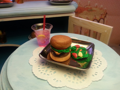 Burger and side salad