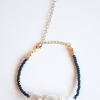 Black Glass Beaded Bracelet BL0965BK - Thumbnail 1